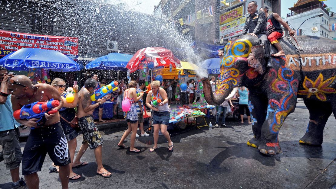 Prior to the pandemic, Khao San Road was a popular spot for travelers and locals to celebrate Songkran, the Thai new year festival.