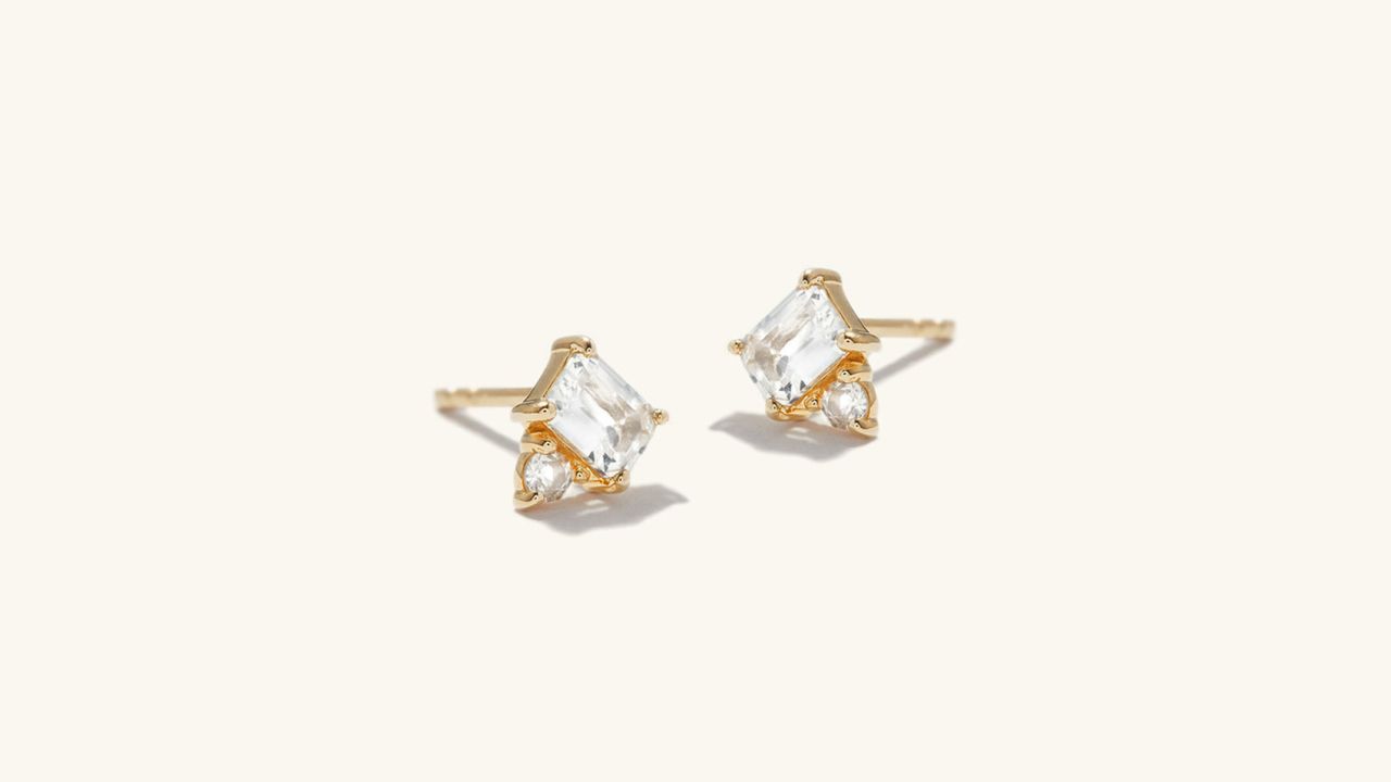 Mejuri White Sapphire Duo Studs