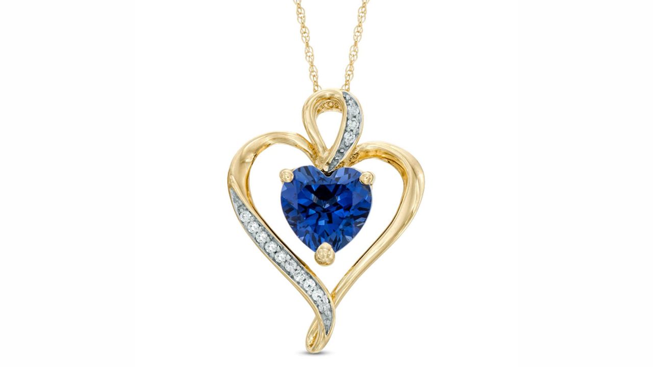 Zales Heart-Shaped Lab-Created Blue and White Sapphire Heart Pendant