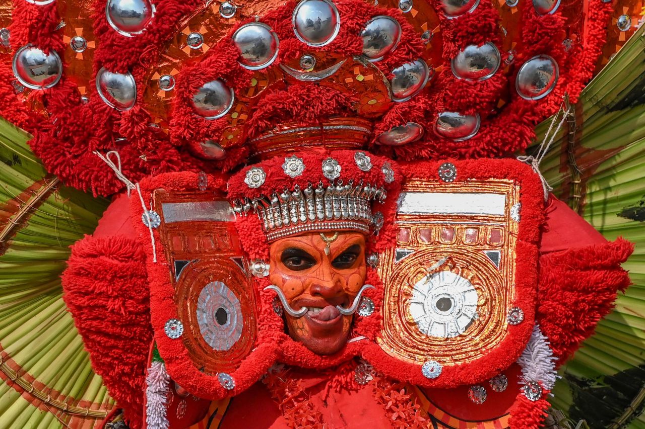 A performer dances on a float during the Republic Day parade in New Delhi on Tuesday, January 26.