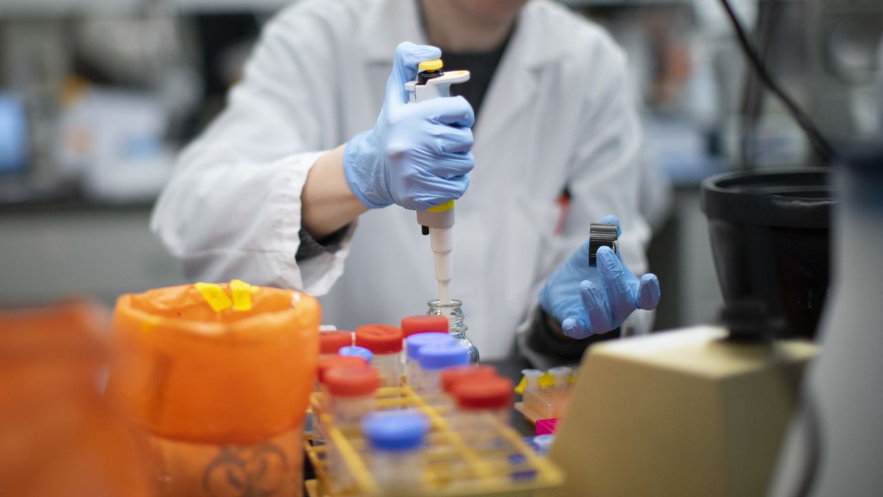 NUTLEY, NJ - FEBRUARY 28: A researcher works in a lab that is developing testing for the COVID-19 coronavirus at Hackensack Meridian Health Center for Discovery and Innovation on February 28, 2020 in Nutley, New Jersey. The facility develops novel therapies for some of the worlds most difficult diseases. At least 53 countries have reported cases of infection. (Photo by Kena Betancur/Getty Images)