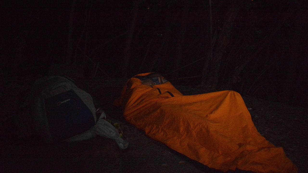 Rather than set up a tent, Wan slept in a bivvy bag during his quests to visit all of Hong Kong's peaks. 