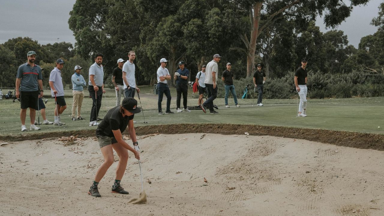Lang admits that for someone who might not have that much experience in the game, "it's nerve wracking to hit a golf shot in front of a bunch of people you don't know."