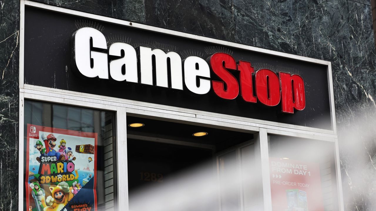 NEW YORK, NEW YORK - JANUARY 27: GameStop store signage is seen on January 27, 2021 in New York City. Stock shares of videogame retailer GameStop Corp has increased 700% in the past two weeks due to amateur investors. (Photo by Michael M. Santiago/Getty Images)