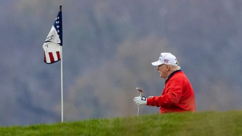President Donald Trump golfs at Trump National Golf Club on November 21, 2020, in Sterling, Virginia.