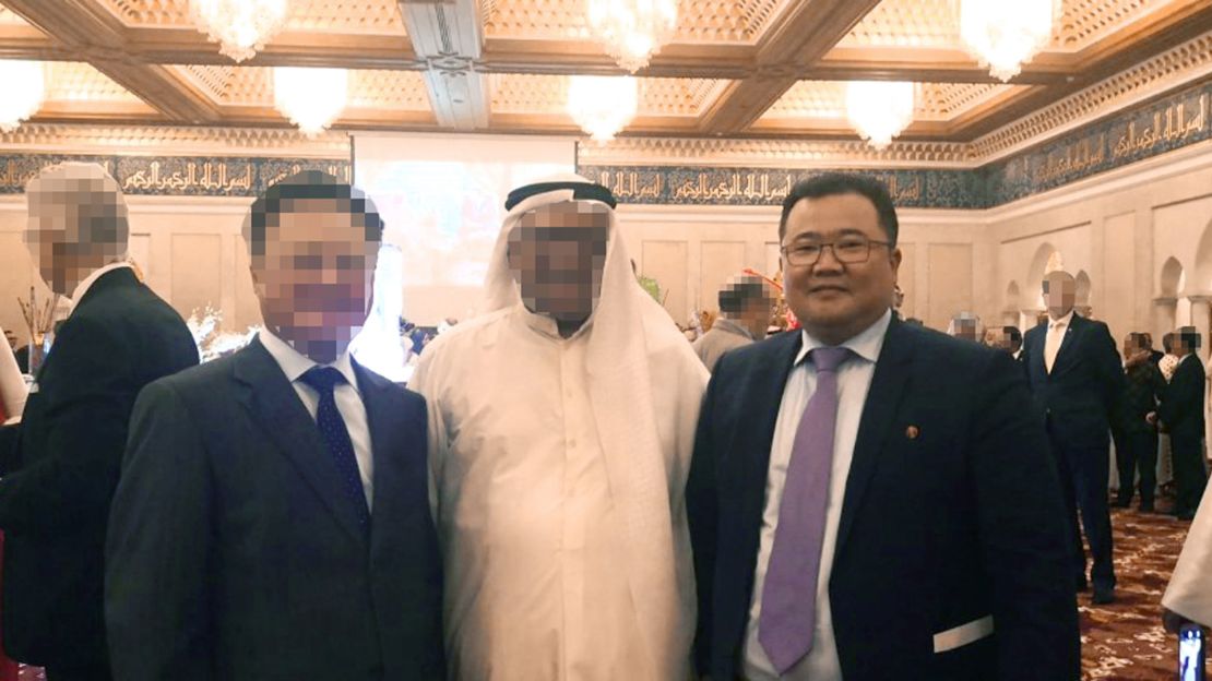 North Korea's former acting ambassador to Kuwait Ryu Hyeon-woo. CNN blurred the faces of the others in this picture to protect them from possible reprisals.