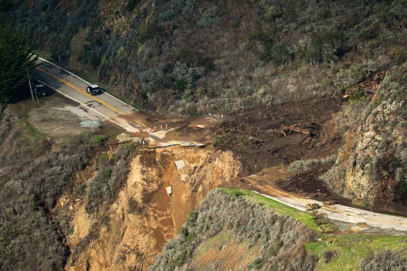 Big Sur road collapse A huge piece of California s Highway 1 was