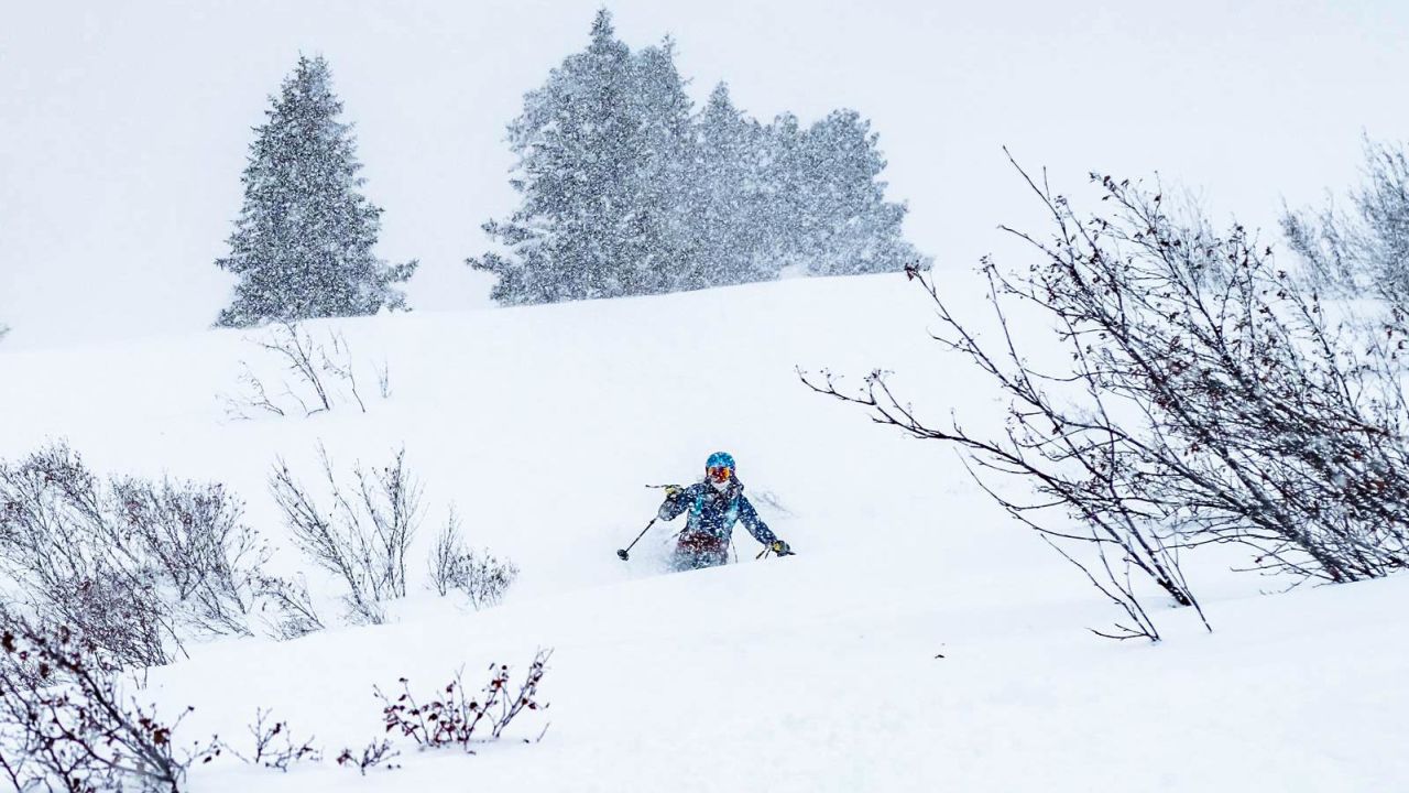 Skiing knee-deep, untouched powder is one of the perks of living in a deserted ski resort.