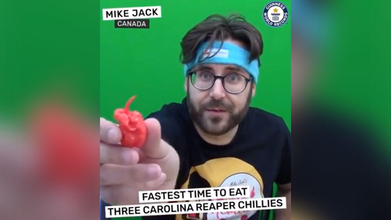 Mike Jack gained his fourth world record with the fastest time eating three Carolina Reaper peppers. 