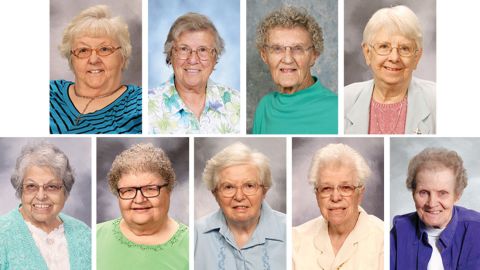 Dorothea Gramlich, 81; Helen Laier, 88; Jeannine Therese McGorray, 86; Charlotte Moser, 86; Esther Ortega, 86; Mary Lisa Rieman, 79; Ann Rena Shinkey, 87; Margaret Ann Swallow, 97; and Mary Irene Wischmeyer, 94, all died from Covid-19.