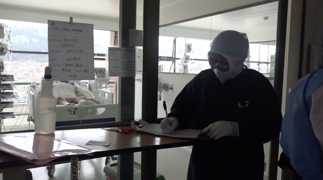 Member of the medical team at the Cardiovascular Hospital in Soacha, Colombia in the coronavirus ward. 