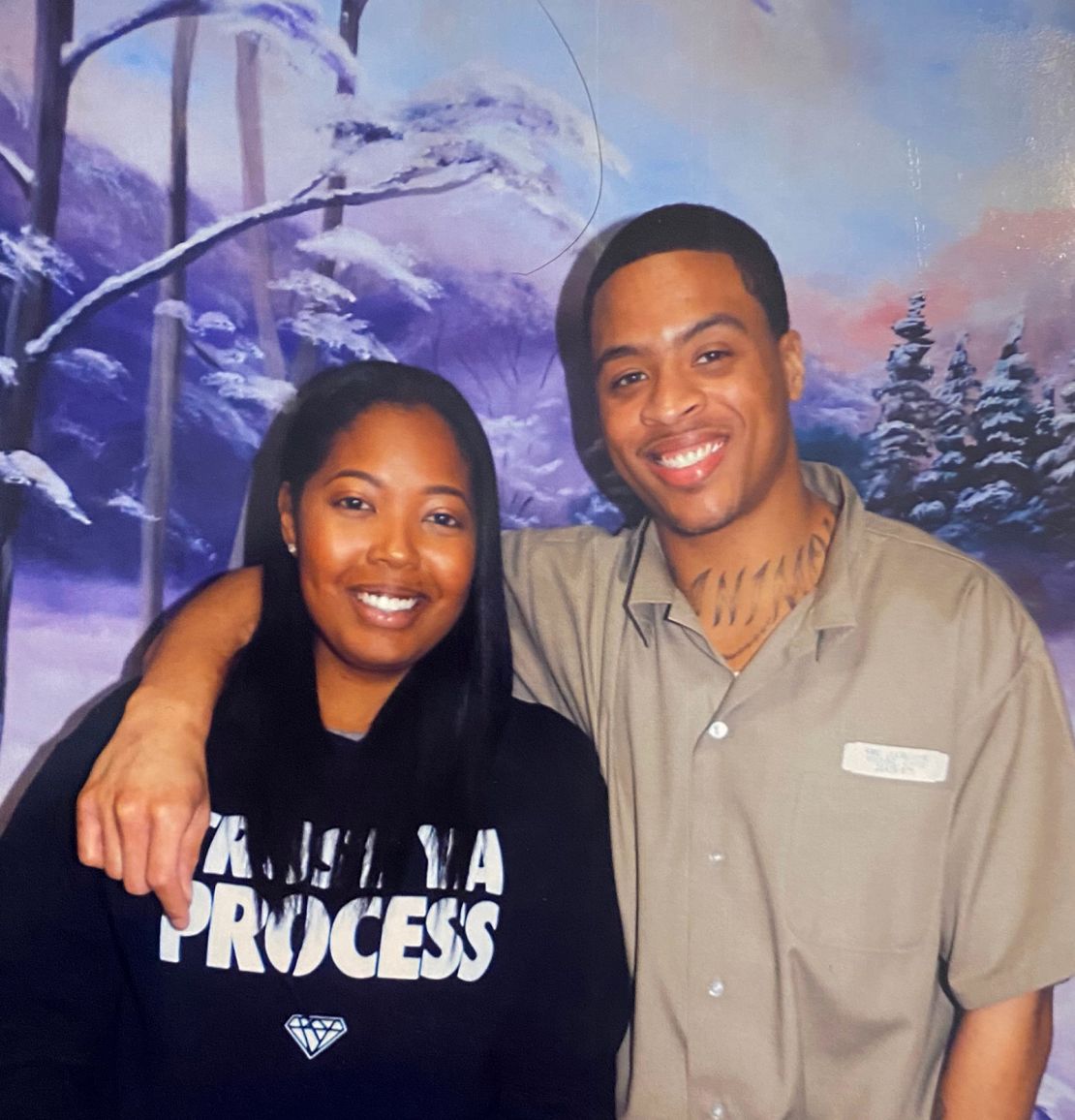 Brittany Barnett meets with Young, her client, in this undated photo from his time in prison.