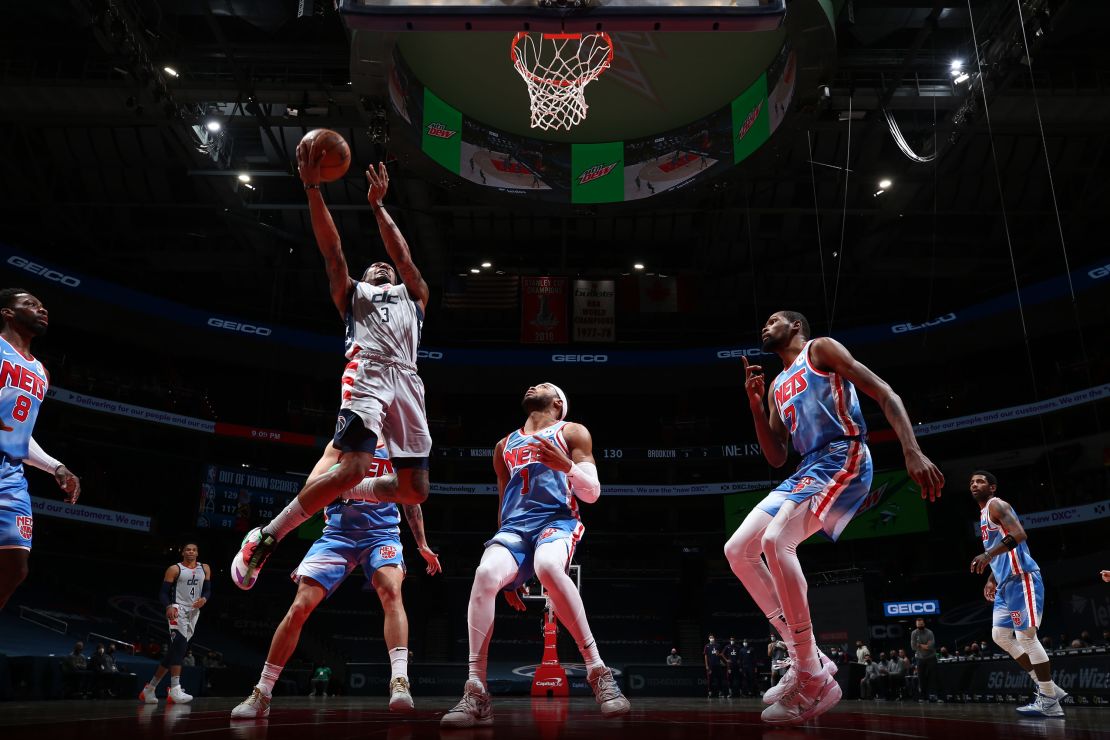 Bradley Beal of the Washington Wizards shoots the ball during the game against the Brooklyn Nets.