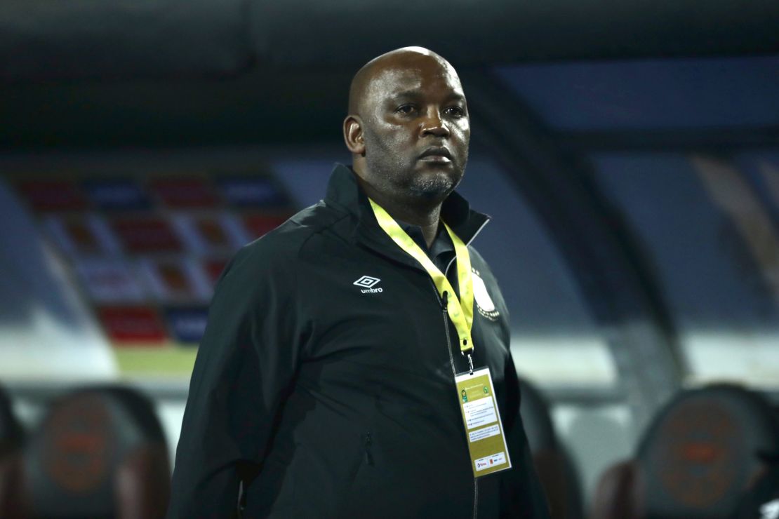 Pitso John Mosimane, coach of Al Ahly, looks on during the final match between Zamalek and Al Ahly at Cairo stadium on 27 November, 2020 in Cairo, Egypt. 