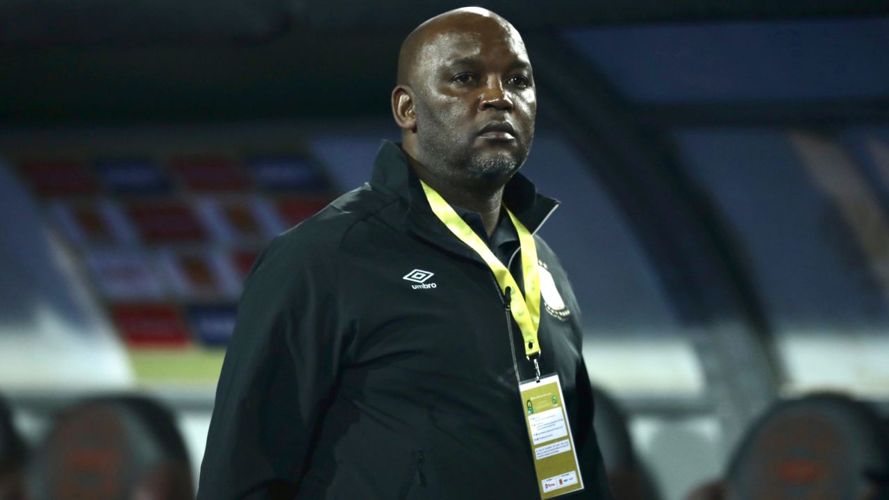 Pitso John Mosimane, coach of Al Ahly, looks on during the final match between Zamalek and Al Ahly at Cairo stadium on 27 November, 2020 in Cairo, Egypt.