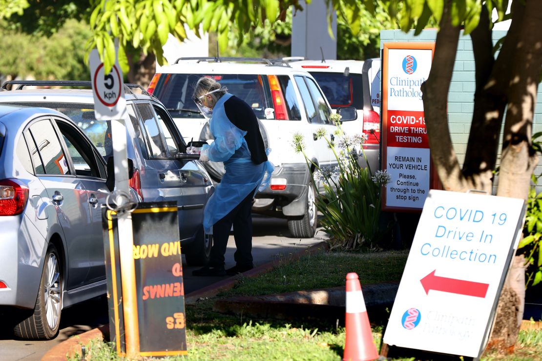 Members of the public attend the Rivervale drive through Covid-19 testing clinic on February 01, 2021 in Perth, Australia.