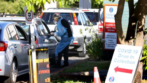 Members of the public attend the Rivervale drive through Covid-19 testing clinic on February 01, 2021 in Perth, Australia.