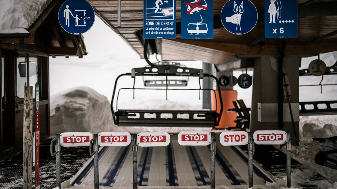 In France, ski resorts are open, but the lifts are closed.