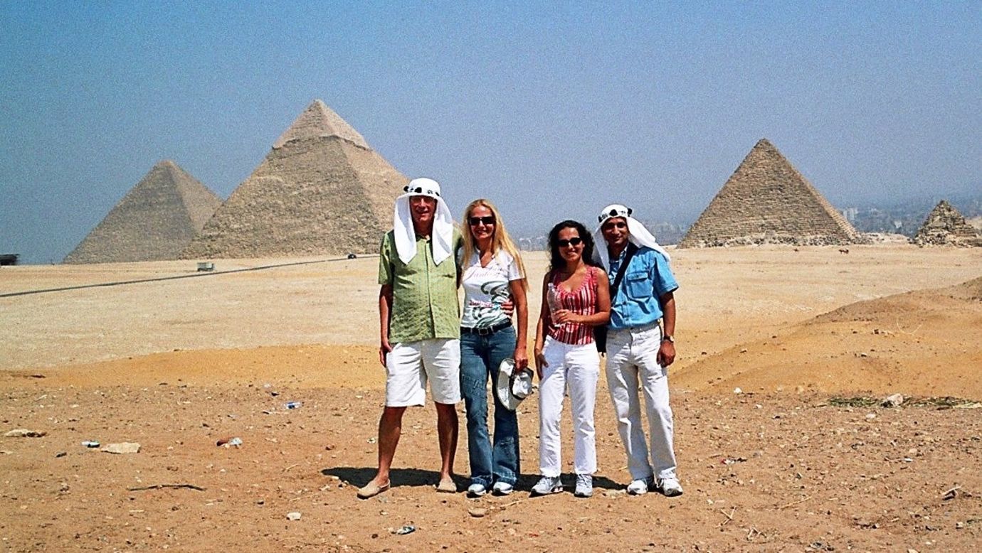<strong>Pyramids of Cairo:</strong> Sah was in Cairo for work. Feliciano was on vacation with her sister and brother-in-law, pictured here on the left. 