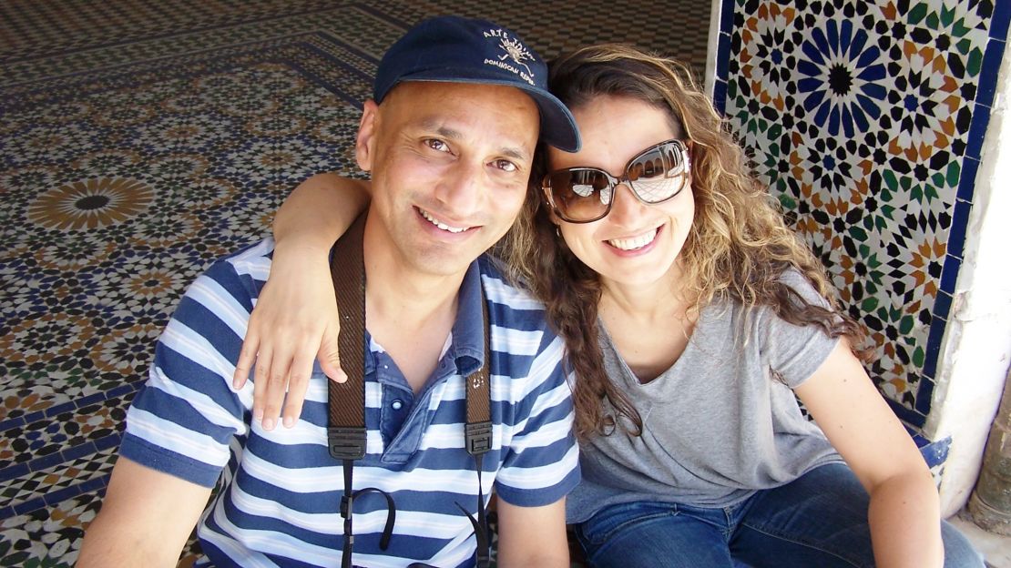 The couple embarked on a long-distance romance, meeting across the world. Here they are in Marrakesh, Morocco.