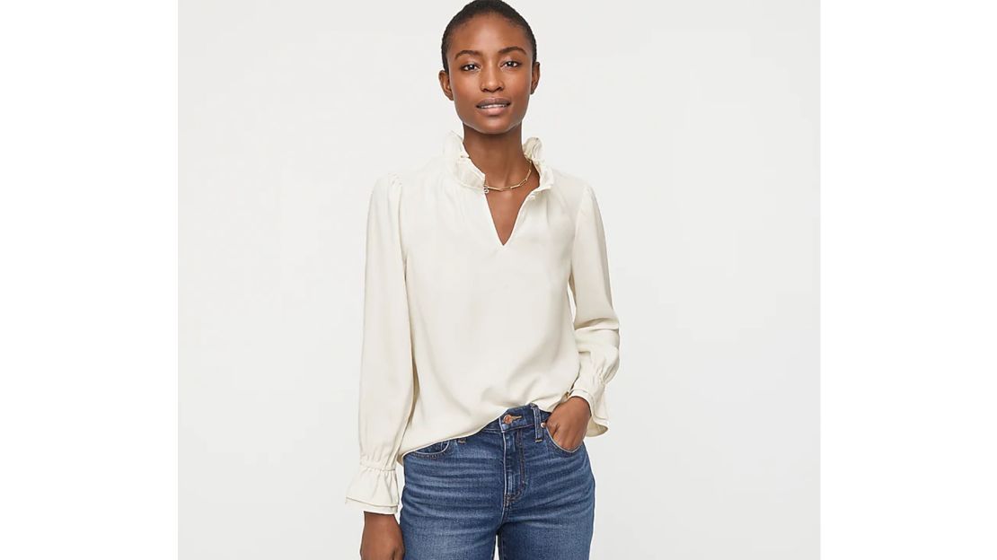 Ruffle-Neck Top in 365 Crepe