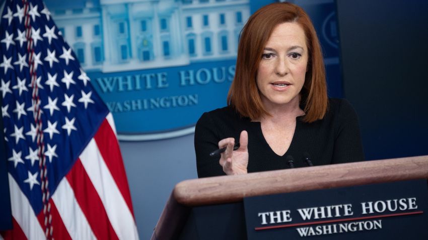 White House Press Secretary Jen Psaki speaks during a press briefing in the Brady Press Briefing Room of the White House in Washington, DC, February 1, 2021.