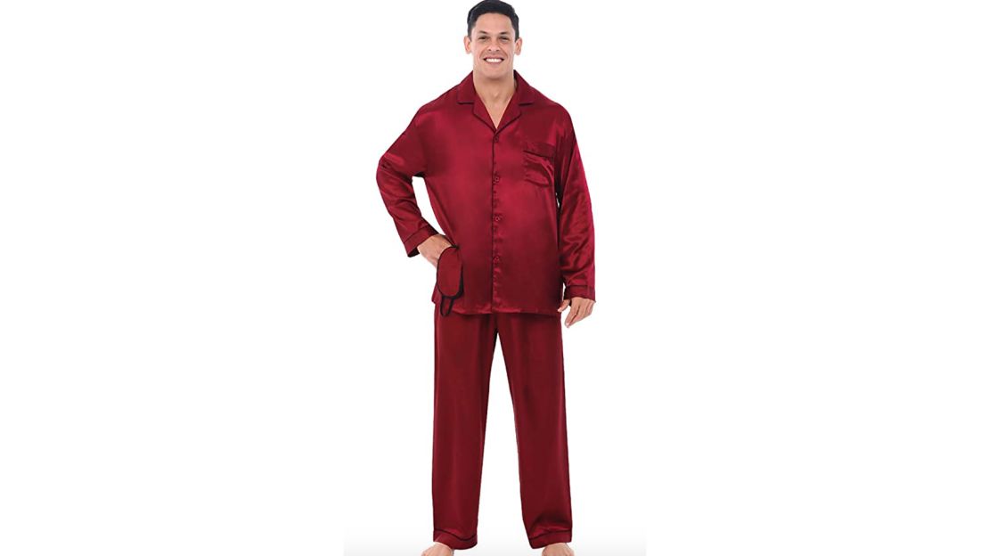 Alexander Del Rossa Button-Down Satin Pajama Set