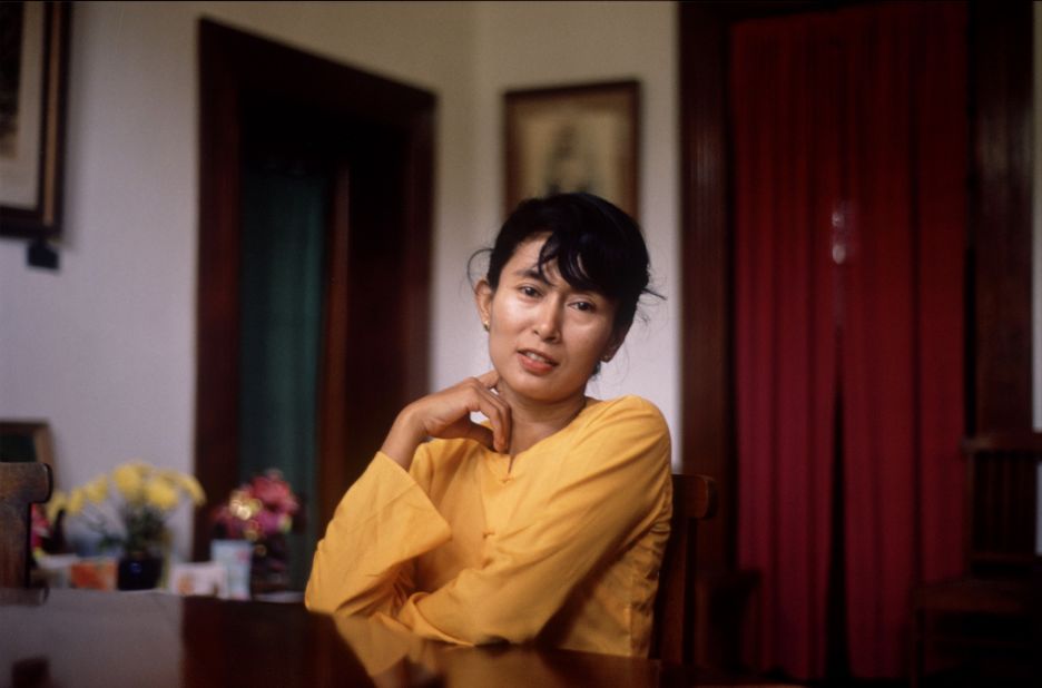 Suu Kyi poses for a photo in June 1989.