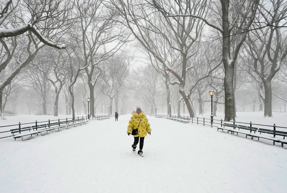 A woman walks in New York's Central Park.