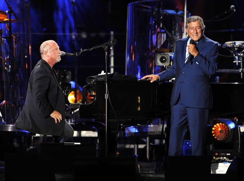 Bennett and Billy Joel perform together at New York's Shea Stadium in 2008.