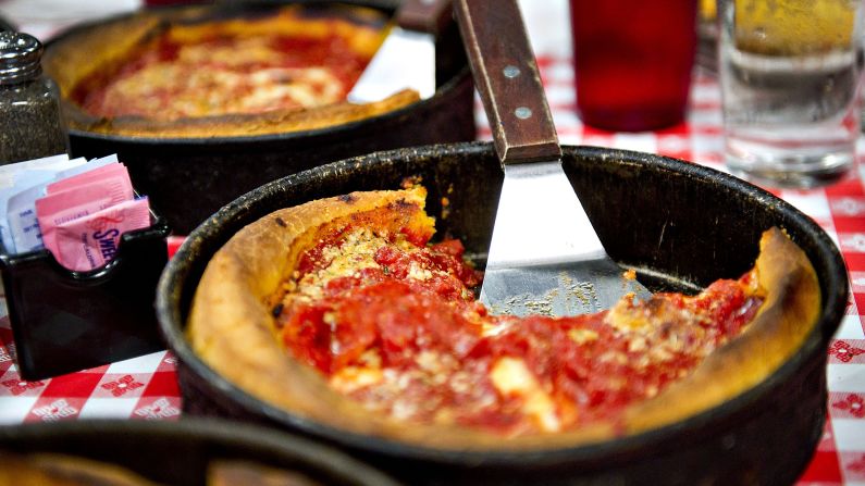 <strong>Chicago:</strong> Gino's East is famous for its deep dish pizza. The crust is the key to cradling those thick layers of cheese and chunky tomato sauce.<br />