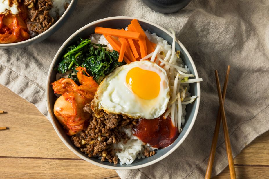 Go Asian on Tuesday with a spicy homemade Korean bibimbap, or rice with mixed vegetables and beef, topped with an egg.