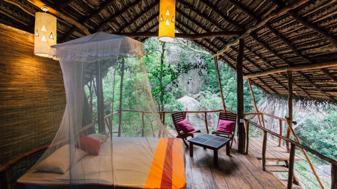 Back of Beyond's property near Sigiriya features tree houses and eco-friendly cottages perched on boulders.