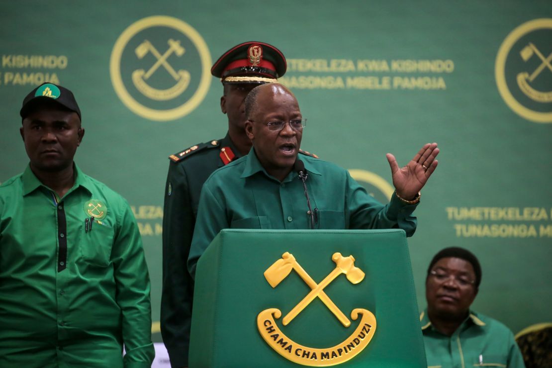 President John Magufuli speaks at the national congress of his party in Dodoma, Tanzania on July 11