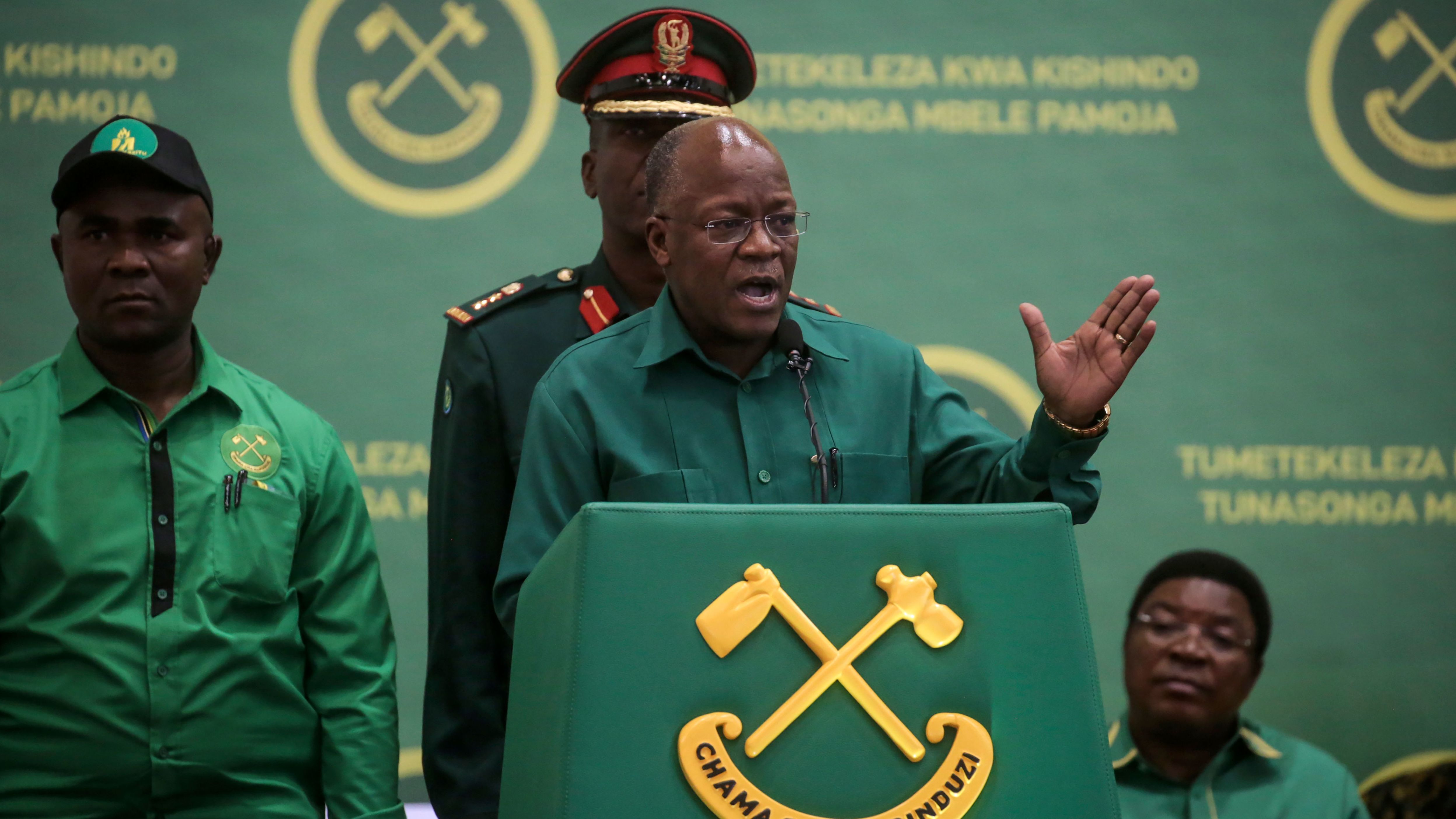 President John Magufuli speaks at the national congress of his party in Dodoma, Tanzania on July 11