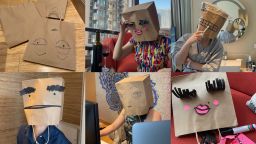 Jessica Chong passed time in quarantine by creating masks with the paper bags meals her meals were delivered in.