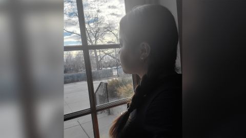 Chávez looks out the window of the First Unitarian Church in Salt Lake City, which she has called home for the past three years.