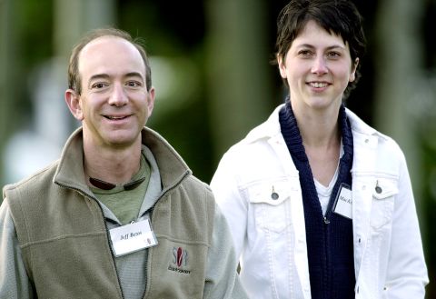 Bezos and his wife, MacKenzie, arrive at a media conference in Sun Valley, Idaho, in 2003. They divorced in 2019 after 25 years of marriage.
