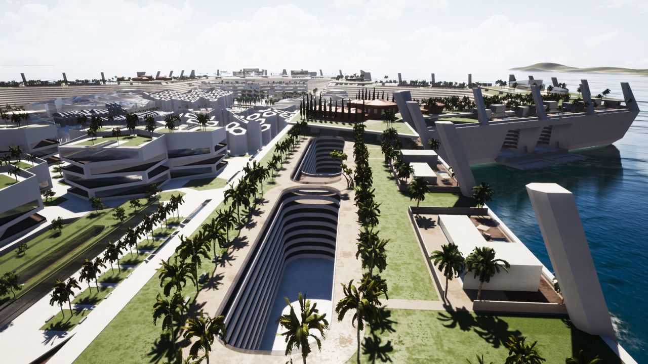 The developers are planning to use renewable sources on the island so it has a negative CO2 output.