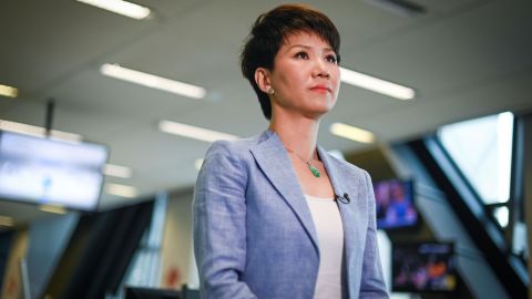 CGTN anchor Liu Xin attends an interview at the CCTV headquarters in Beijing on May 30, 2019.