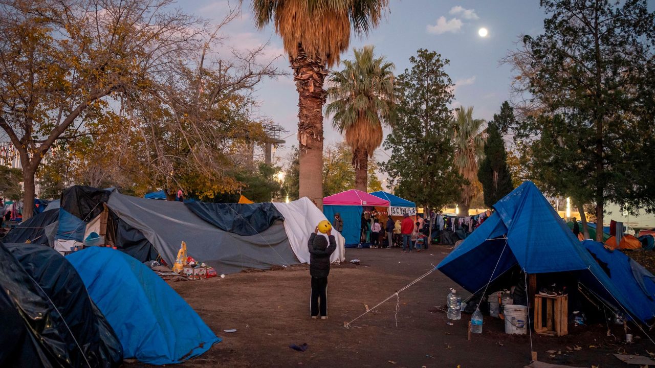 An encampment of asylum seekers in Ciudad Juarez, Mexico.