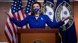 US Speaker of the House, Nancy Pelosi, Democrat of California, speaks during her weekly press briefing on Capitol Hill in Washington, DC, on February 4, 2021.