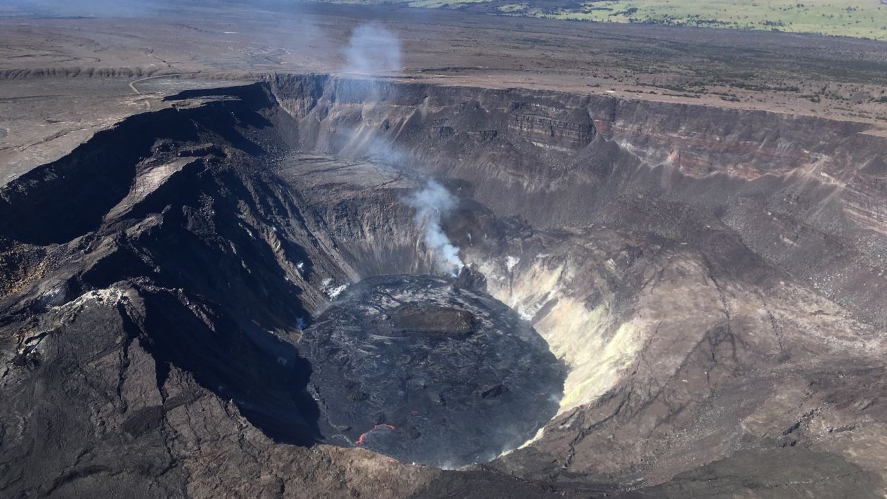 During an overflight on January 7, 2021, geologists captured this image of the growing lava lake.