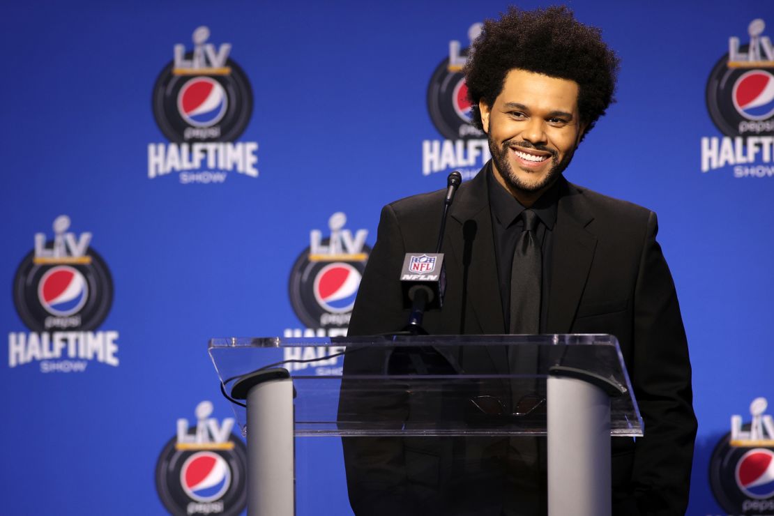 What if The Weeknd's Super Bowl halftime show set just looked like a postgame press conference dais?