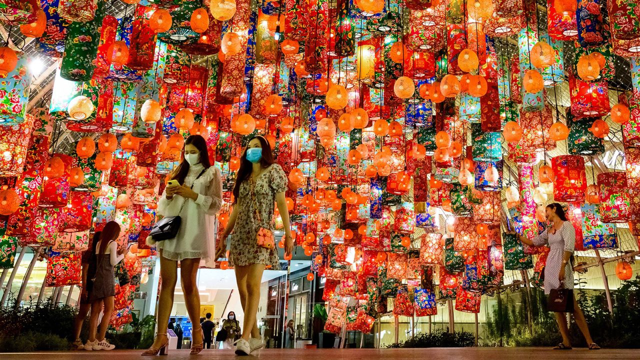 Lunar New Year decorations in Bangkok, Thailand.