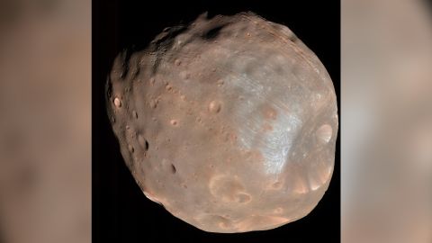 This image of Phobos was captured in 2008 by NASA's Mars Reconnaissance Orbiter.