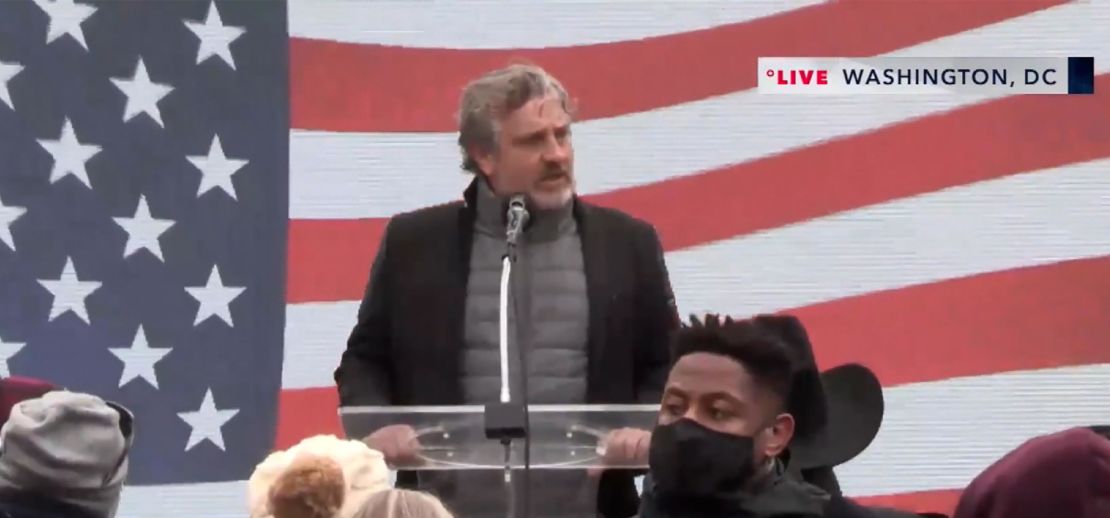 Del Bigtree, an anti-vaccine activist, speaks at "MAGA Freedom Rally" on January 6, 2021.