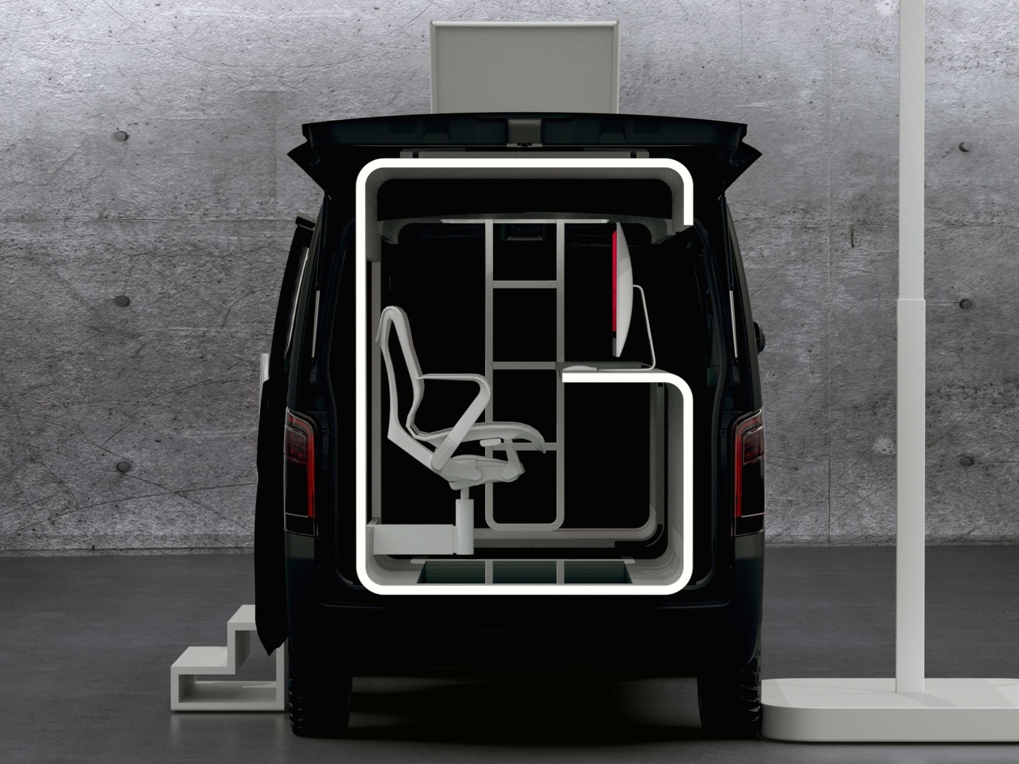 Nissan Used Camper Van Thinking to Create a Tiny Mobile Office