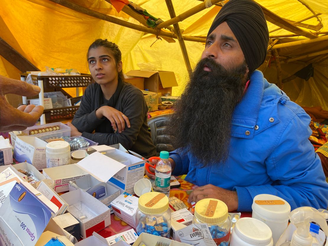 Himanshi Rana at the medical tent in Ghazipur on the outskirts of New Delhi, on February 4, 2021.