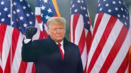 U.S. President Donald Trump makes a fist during a rally to contest the certification of the 2020 U.S. presidential election results by the U.S. Congress, in Washington, U.S, January 6, 2021.